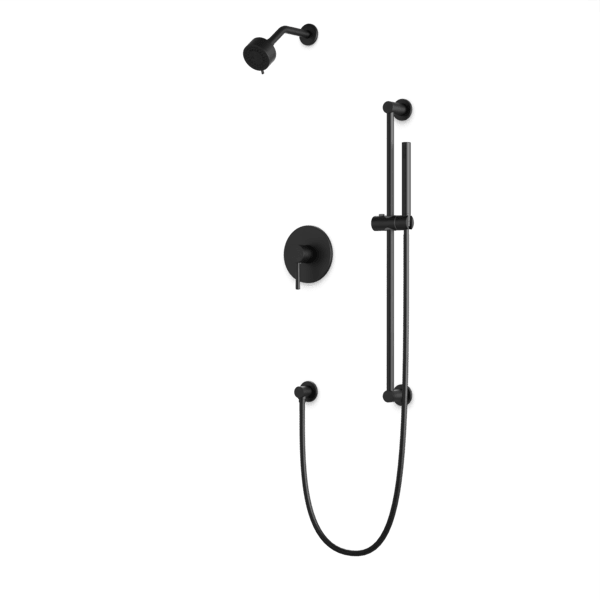 TS263 - Round 2-Way Pressure Balance Shower Trim Kit with Multifunction Shower Head and Hand Held Shower on Slide Bar with Separate Water Outlet Artos US Matte Black