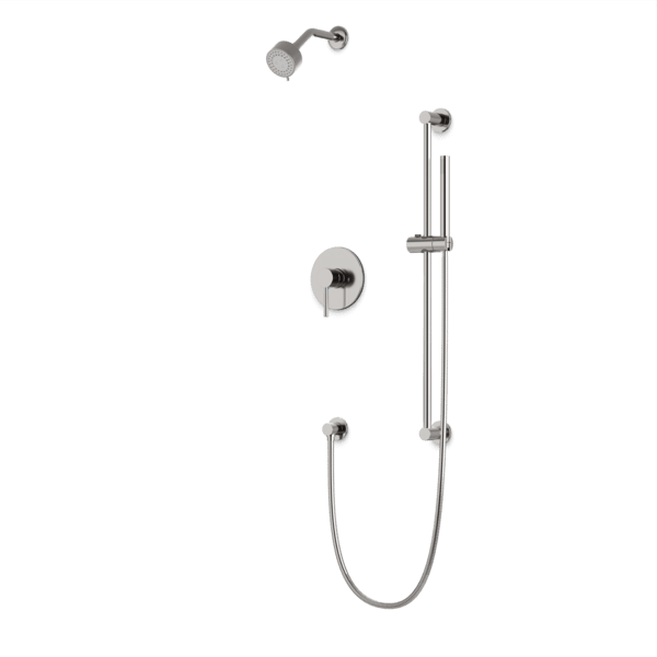 TS263 - Round 2-Way Pressure Balance Shower Trim Kit with Multifunction Shower Head and Hand Held Shower on Slide Bar with Separate Water Outlet Artos US Brushed Nickel