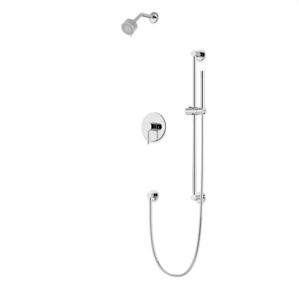 TS263 - Round 2-Way Pressure Balance Shower Trim Kit with Multifunction Shower Head and Hand Held Shower on Slide Bar with Separate Water Outlet Artos US Chrome