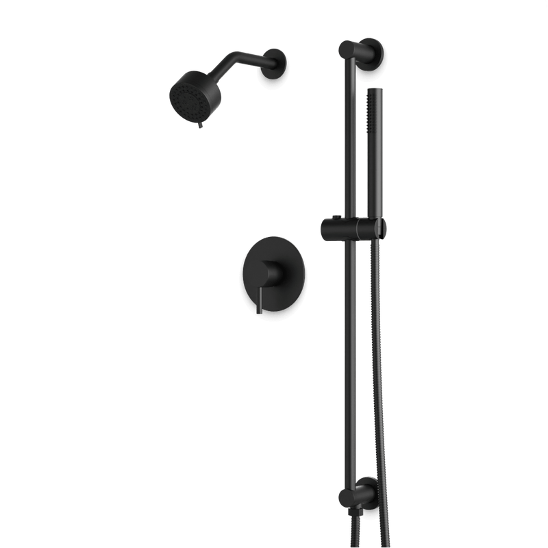 Opera 2-Way Multifunction Pressure Balance Shower Trim Kit with Hand Shower on Integrated Slide Bar - Matte Black image 1