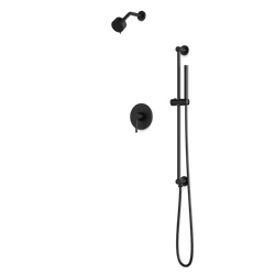 TS264 - Round 2-Way Pressure Balance Shower Trim Kit with Multifunction Shower Head and Hand Held Shower on Integrated Slide Bar Artos US Matte Black