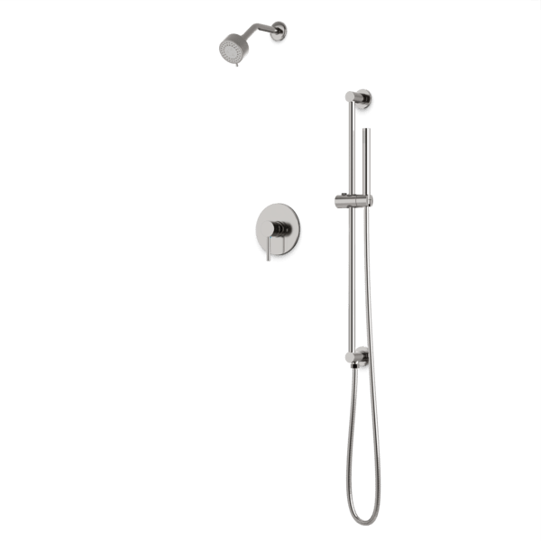 TS264 - Round 2-Way Pressure Balance Shower Trim Kit with Multifunction Shower Head and Hand Held Shower on Integrated Slide Bar Artos US Brushed Nickel