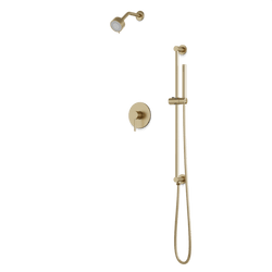 TS264 - Round 2-Way Pressure Balance Shower Trim Kit with Multifunction Shower Head and Hand Held Shower on Integrated Slide Bar Artos US Satin Brass