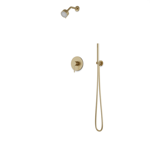 TS265 - Round 2-Way Pressure Balance Shower Trim Kit with Multifunction Shower Head and Hand Held Shower Artos US Satin Brass