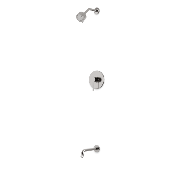Round 2-Way Pressure Balance Shower Trim Kit with Multifunction Shower Head and Tub Filler Artos US Brushed Nickel 