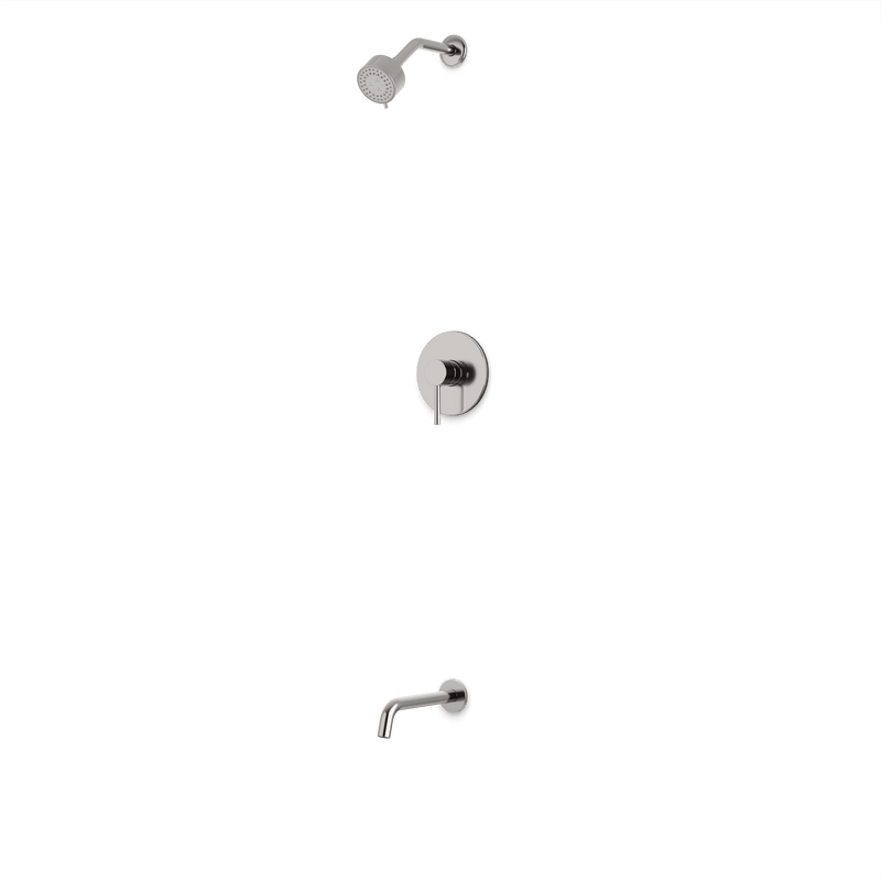 Round 2-Way Pressure Balance Shower Trim Kit with Multifunction Shower Head and Tub Filler Artos US Brushed Nickel 