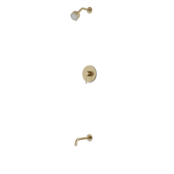 Round 2-Way Pressure Balance Shower Trim Kit with Multifunction Shower Head and Tub Filler Artos US Satin Brass 