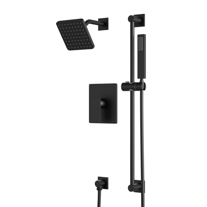Edge 2-Way Pressure Balance Shower Trim Kit with Hand Shower on Slide Bar with Separate Water Outlet - Matte Black image 1
