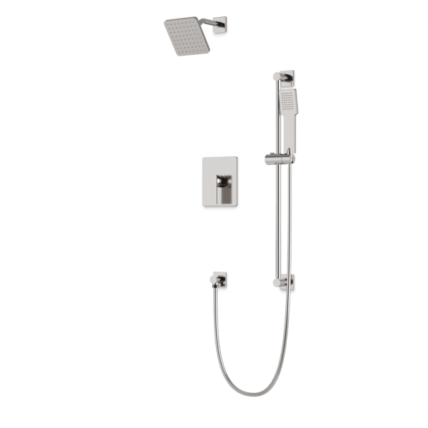 TS273 - Square 2-Way Pressure Balance Shower Trim Kit with Hand Held Shower on Slide Bar with Separate Water Outlet Artos US Brushed Nickel
