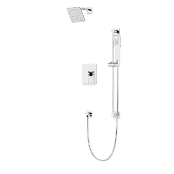 TS273 - Square 2-Way Pressure Balance Shower Trim Kit with Hand Held Shower on Slide Bar with Separate Water Outlet Artos US Chrome