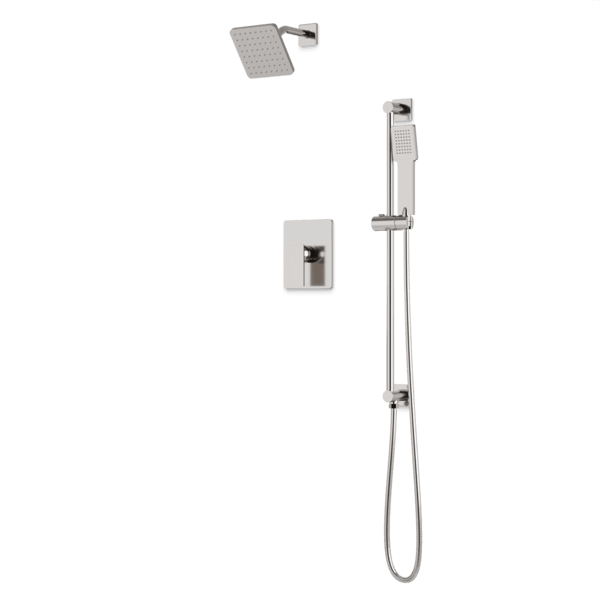 TS274 - Square 2-Way Pressure Balance Shower Trim Kit with Hand Held Shower on Integrated Slide Bar Artos US Brushed Nickel