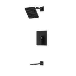 Edge 2-Way Pressure Balance Shower Trim Kit with Tub Filler - Matte Black thumbnail 1