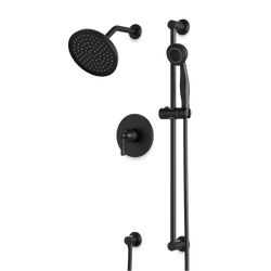 Classic 2-Way Pressure Balance Shower Trim Kit with Hand Shower on Slide Bar with Separate Water Outlet - Matte Black thumbnail 1