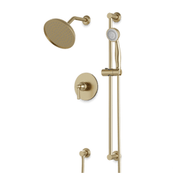Classic 2-Way Pressure Balance Shower Trim Kit with Hand Shower on Slide Bar with Separate Water Outlet - Satin Brass thumbnail 1