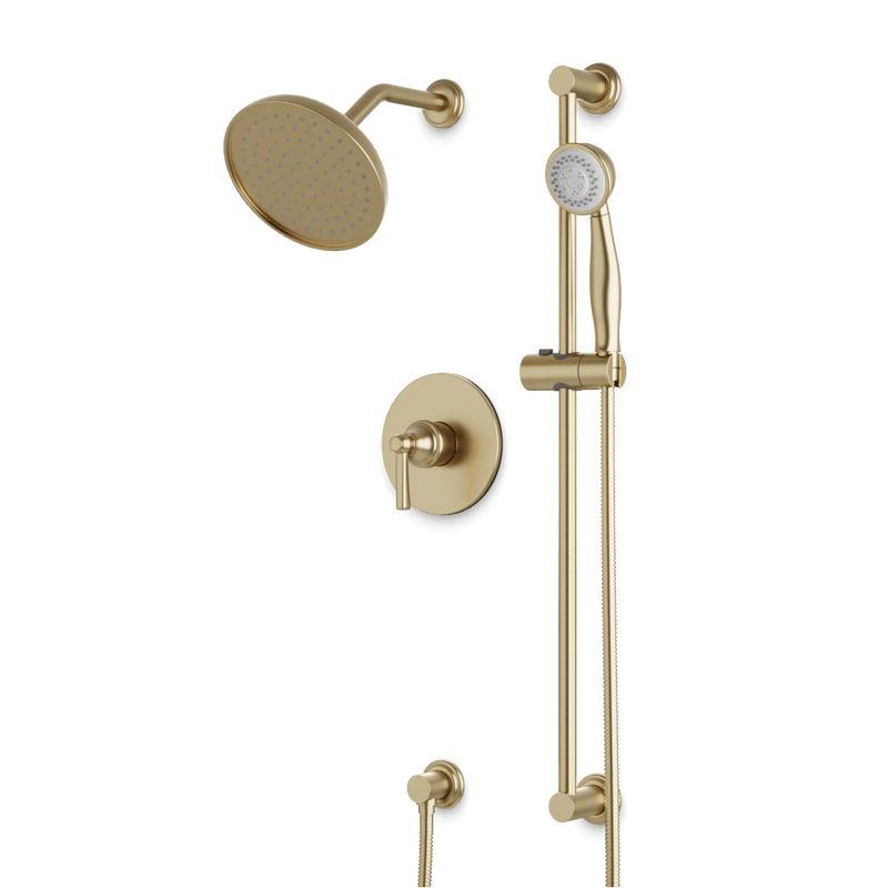 Classic 2-Way Pressure Balance Shower Trim Kit with Hand Shower on Slide Bar with Separate Water Outlet - Satin Brass image 1
