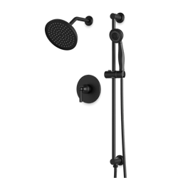 Classic 2-Way Pressure Balance Shower Trim Kit with Hand Shower on Integrated Slide Bar - Matte Black thumbnail 1