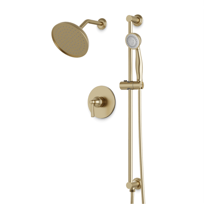 Classic 2-Way Pressure Balance Shower Trim Kit with Hand Shower on Integrated Slide Bar - Satin Brass image 1