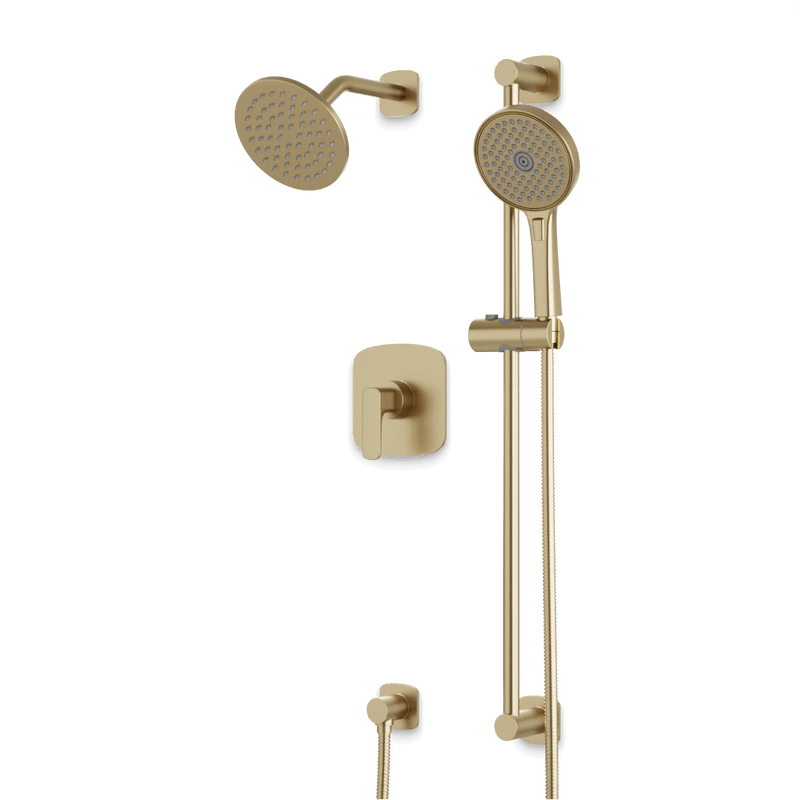 Harmony 2-Way Pressure Balance Shower Trim Kit with Hand Shower on Slide Bar with Separate Water Outlet - Satin Brass image 1