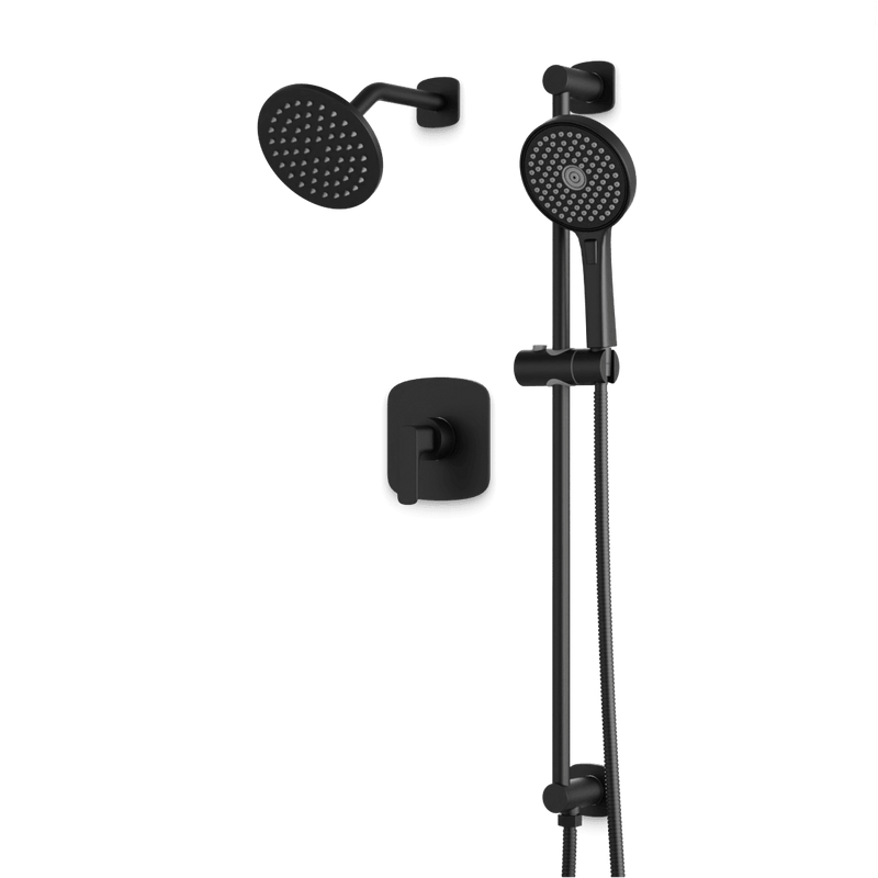 Harmony 2-Way Pressure Balance Shower Trim Kit with Hand Shower on Integrated Slide Bar - Matte Black image 1