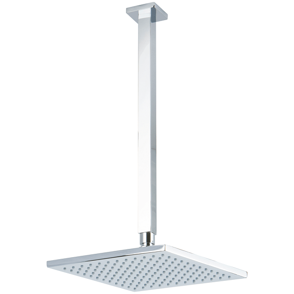 F703-2/14 - 8" Shower Rainhead Ceiling Mount 14" Arm, Square Artos US Chrome 