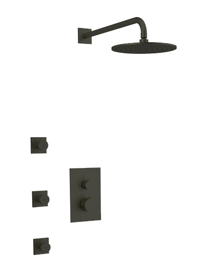 PS133 - Otella Shower Set with Body Jets, Wall Mount Shower Head Round/Square Artos US Black