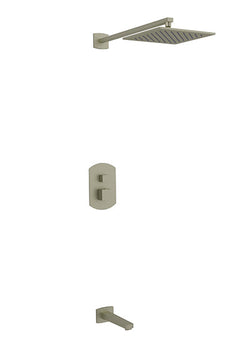 PS146 - Safire Shower Set with Tub Filler, Wall Mount Shower Head Curved Artos US Brushed Nickel