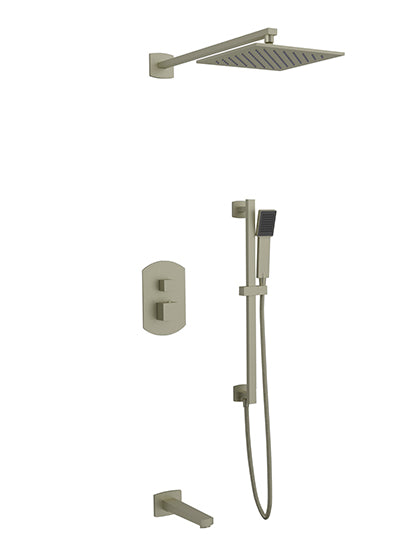 PS118 - Safire Shower Set with Tub Filler, Slide Bar, Wall Mount Shower Head Curved Artos US Brushed Nickel