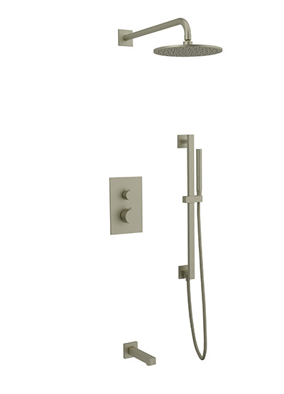 PS117 - Otella Shower Set with Tub Filler, Slide Bar, Wall Mount Shower Head Round/Square Artos US Brushed Nickel