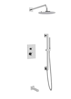 PS117 - Otella Shower Set with Tub Filler, Slide Bar, Wall Mount Shower Head Round/Square Artos US Chrome