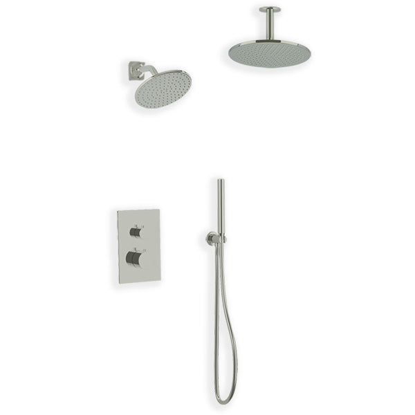 PS109 - Otella Shower Set with Handheld, Wall Mount Shower Head, Ceiling Mount Shower Head Round & Square Artos US Brushed Nickel