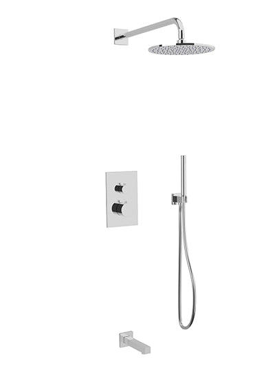 PS121 - Otella Shower Set with Tub Filler, Hand Held, Wall Mount Shower Head Round/Square Artos US Chrome