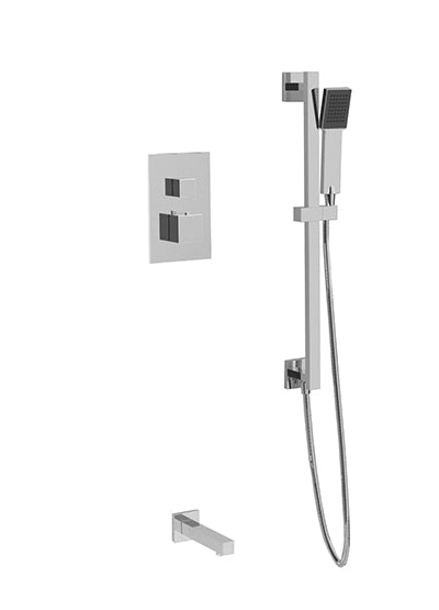 PS147 - Milan Shower Set with Slide Bar, Tub Filler Square Artos US Chrome