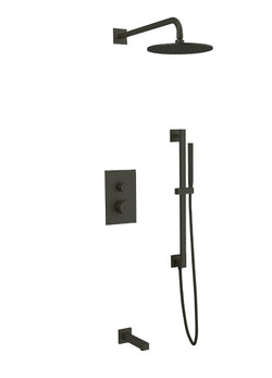 PS117 - Otella Shower Set with Tub Filler, Slide Bar, Wall Mount Shower Head Round/Square Artos US Black