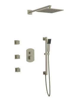 PS126 - Safire Shower Set with Body Jets, Slide Bar, Wall Mount Shower Head Curved Artos US Brushed Nickel