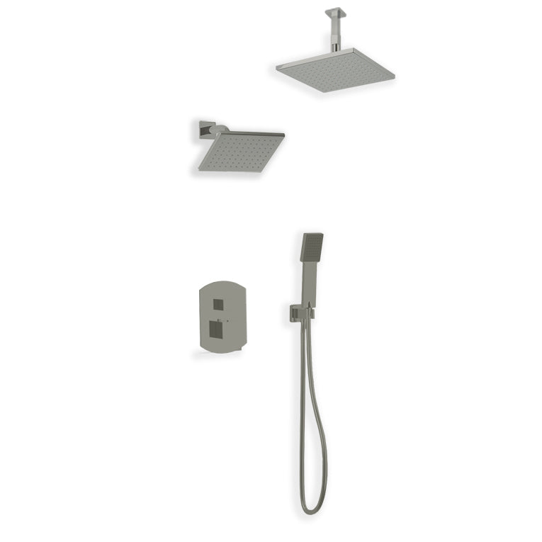 PS110 - Safire Shower Set with Handheld, Wall Mount Shower Head, Ceiling Mount Shower Head Artos US Brushed Nickel