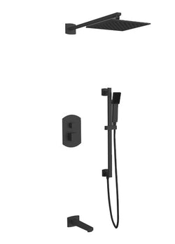 PS118 - Safire Shower Set with Tub Filler, Slide Bar, Wall Mount Shower Head Curved Artos US Black