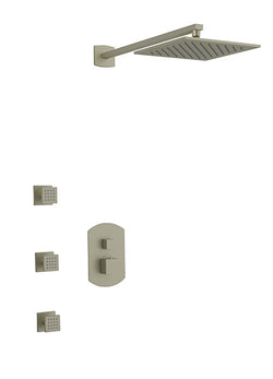 PS134 - Safire Shower Set with Body Jets, Wall Mount Shower Head Curved Artos US Brushed Nickel