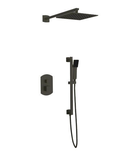 PS138 - Safire Shower Set with Slide Bar, Wall Mount Shower Head Curved Artos US Black