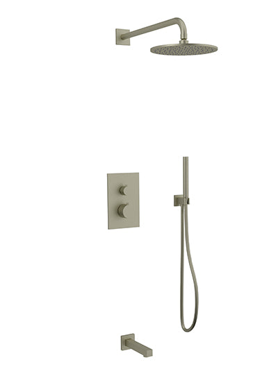 PS121 - Otella Shower Set with Tub Filler, Hand Held, Wall Mount Shower Head Round/Square Artos US Brushed Nickel