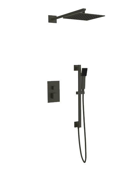 PS135 - Milan Shower Set with Slide Bar Wall Mount Shower Head Square Artos US Black