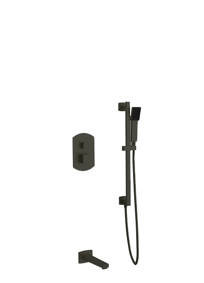 PS150 - Safire Shower Set with Slide Bar, Tub Filler Curved Artos US Black