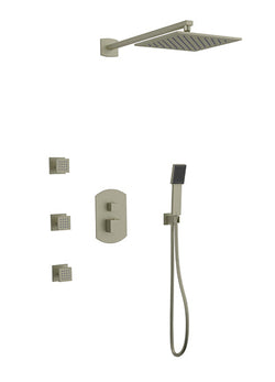 PS130 - Safire Shower Set with Body Jets, Tub Filler, Wall Mount Shower Head Curved Artos US Brushed Nickel