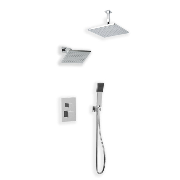 PS107 - Milan Shower Set with Handheld, Wall Mount Shower Head, Ceiling Mount Shower Head Square Artos US Chrome